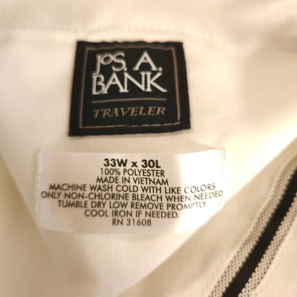 NWT Jos A. Bank Mens 33x30 Tan Pleated Cuffed Water Stain Repellent Dress Pants - Picture 4 of 7